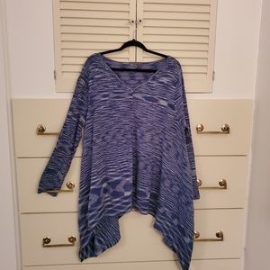 89th & Madison Blue Tunic Sweater w/Assymetrical Hem Sz 2X/3X